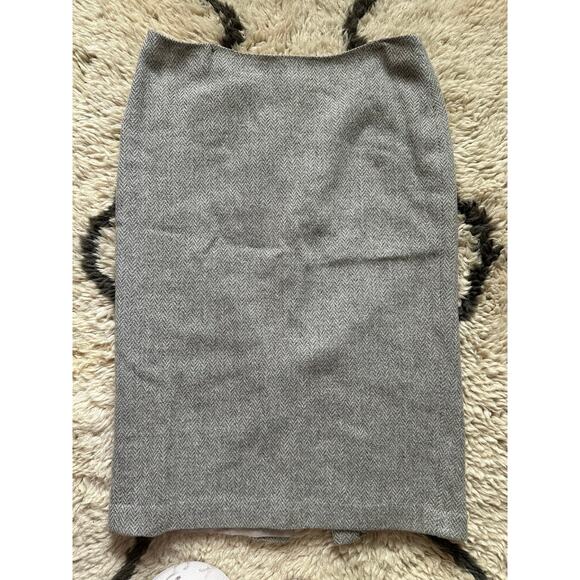 LAUREN RALPH LAUREN Pencil Skirt wool S12 Classic Herringbone Lined Career gray - Picture 6 of 13